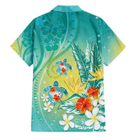 Hawaii Honu Hawaiian Shirt Tropical Flowers Turquoise Gradient LT05 - Polynesian Pride