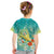 Hawaii Honu Kid T Shirt Tropical Flowers Turquoise Gradient