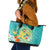 Hawaii Honu Leather Tote Bag Tropical Flowers Turquoise Gradient