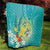 Hawaii Honu Quilt Tropical Flowers Turquoise Gradient