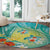 Hawaii Honu Round Carpet Tropical Flowers Turquoise Gradient