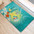 Hawaii Honu Rubber Doormat Tropical Flowers Turquoise Gradient