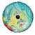 Hawaii Honu Spare Tire Cover Tropical Flowers Turquoise Gradient