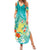 Hawaii Honu Summer Maxi Dress Tropical Flowers Turquoise Gradient