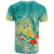 Hawaii Honu T Shirt Tropical Flowers Turquoise Gradient