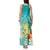 Hawaii Honu Tank Maxi Dress Tropical Flowers Turquoise Gradient