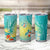 Hawaii Honu Tumbler Cup Tropical Flowers Turquoise Gradient