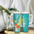 Hawaii Honu Tumbler With Handle Tropical Flowers Turquoise Gradient