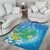 Hawaii Honu Area Rug Tropical Flowers Blue Gradient