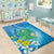 Hawaii Honu Area Rug Tropical Flowers Blue Gradient