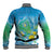 Hawaii Honu Baseball Jacket Tropical Flowers Blue Gradient