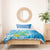 Hawaii Honu Bedding Set Tropical Flowers Blue Gradient