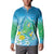 Hawaii Honu Button Sweatshirt Tropical Flowers Blue Gradient