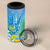 Hawaii Honu 4 in 1 Can Cooler Tumbler Tropical Flowers Blue Gradient