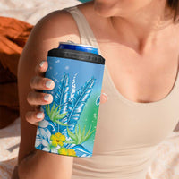 Hawaii Honu 4 in 1 Can Cooler Tumbler Tropical Flowers Blue Gradient LT05 - Polynesian Pride