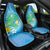 Hawaii Honu Car Seat Cover Tropical Flowers Blue Gradient