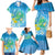 Hawaii Honu Family Matching Mermaid Dress and Hawaiian Shirt Tropical Flowers Blue Gradient