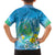 Hawaii Honu Family Matching Puletasi and Hawaiian Shirt Tropical Flowers Blue Gradient