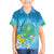 Hawaii Honu Family Matching Puletasi and Hawaiian Shirt Tropical Flowers Blue Gradient