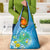 Hawaii Honu Grocery Bag Tropical Flowers Blue Gradient