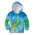 Hawaii Honu Kid Hoodie Tropical Flowers Blue Gradient