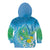 Hawaii Honu Kid Hoodie Tropical Flowers Blue Gradient