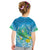 Hawaii Honu Kid T Shirt Tropical Flowers Blue Gradient