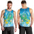 Hawaii Honu Men Tank Top Tropical Flowers Blue Gradient