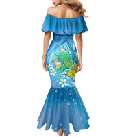 Hawaii Honu Mermaid Dress Tropical Flowers Blue Gradient LT05 - Polynesian Pride