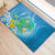 Hawaii Honu Rubber Doormat Tropical Flowers Blue Gradient