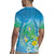 Hawaii Honu Rugby Jersey Tropical Flowers Blue Gradient