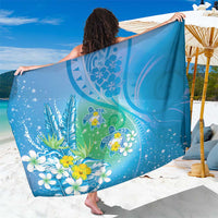 Hawaii Honu Sarong Tropical Flowers Blue Gradient LT05 One Size 44 x 66 inches Blue - Polynesian Pride