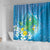 Hawaii Honu Shower Curtain Tropical Flowers Blue Gradient