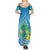 Hawaii Honu Summer Maxi Dress Tropical Flowers Blue Gradient