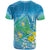 Hawaii Honu T Shirt Tropical Flowers Blue Gradient