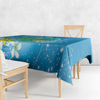 Hawaii Honu Tablecloth Tropical Flowers Blue Gradient LT05 - Polynesian Pride