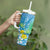 Hawaii Honu Tumbler With Handle Tropical Flowers Blue Gradient