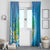 Hawaii Honu Window Curtain Tropical Flowers Blue Gradient