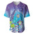 Hawaii Honu Baseball Jersey Tropical Flowers Purple Gradient