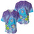 Hawaii Honu Baseball Jersey Tropical Flowers Purple Gradient