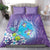 Hawaii Honu Bedding Set Tropical Flowers Purple Gradient