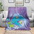 Hawaii Honu Blanket Tropical Flowers Purple Gradient