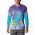 Hawaii Honu Button Sweatshirt Tropical Flowers Purple Gradient