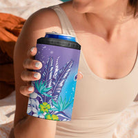 Hawaii Honu 4 in 1 Can Cooler Tumbler Tropical Flowers Purple Gradient LT05 - Polynesian Pride