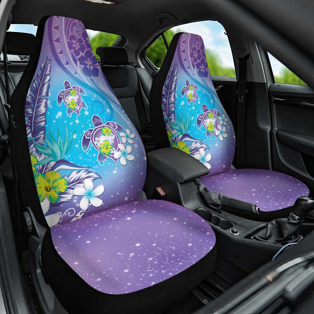 Hawaii Honu Car Seat Cover Tropical Flowers Purple Gradient LT05 One Size Purple - Polynesian Pride