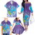 Hawaii Honu Family Matching Off The Shoulder Long Sleeve Dress and Hawaiian Shirt Tropical Flowers Purple Gradient