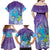 Hawaii Honu Family Matching Off Shoulder Maxi Dress and Hawaiian Shirt Tropical Flowers Purple Gradient