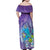 Hawaii Honu Family Matching Off Shoulder Maxi Dress and Hawaiian Shirt Tropical Flowers Purple Gradient