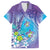 Hawaii Honu Family Matching Puletasi and Hawaiian Shirt Tropical Flowers Purple Gradient