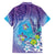 Hawaii Honu Family Matching Puletasi and Hawaiian Shirt Tropical Flowers Purple Gradient